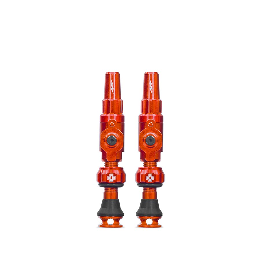 Small, Tubeless Valve, Presta, 30mm, Orange, Pair