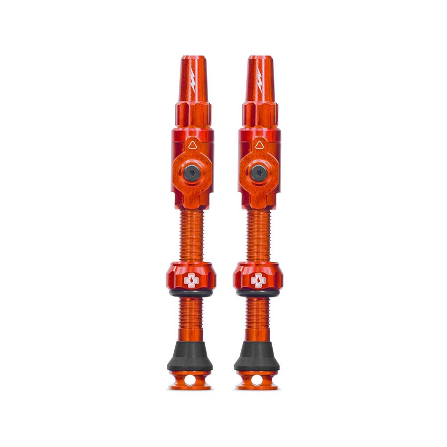 Large, Tubeless Valve, Presta, 45mm, Orange, Pair