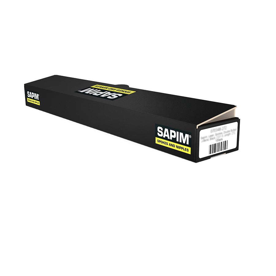 Sapim, Strong, Spokes, Double Butted J-Bend, Black, 2.3/2.0, Length: 310mm, No threads, Cut to size, 100pcs